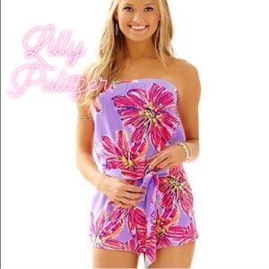 Lilly Pulitzer Ritz Romper Women's Medium Dahlia Purple Party Girl Belted NWT